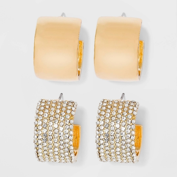 🍉5 For $25* SUGARFIX by BaubleBar Crystal Hoop Earring Set - Picture 4 of 4